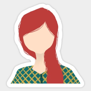 No Face Red Hair Sticker